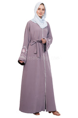 Open Abaya With Embroidered Sleeves 30527
