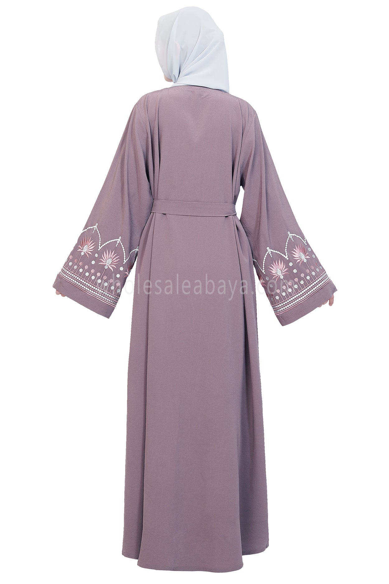 Open Abaya With Embroidered Sleeves 30527