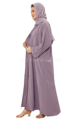Front Open Abaya with Buttons Closure in Arwa Crush Crepe 30051 Plum