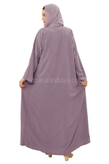 Front Open Abaya with Buttons Closure in Arwa Crush Crepe 30051 Plum