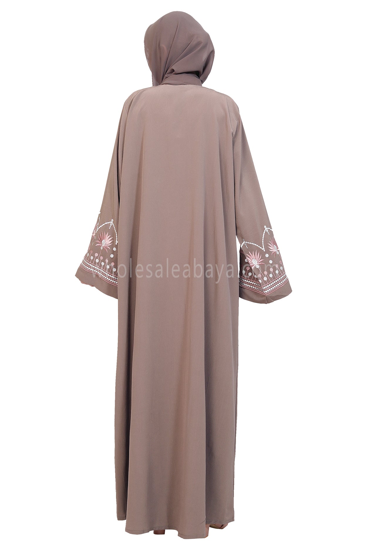 Open Abaya With Embroidered Sleeves 30527