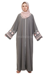Open Abaya With Embroidered Sleeves 30527
