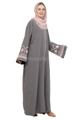Open Abaya With Embroidered Sleeves 30527