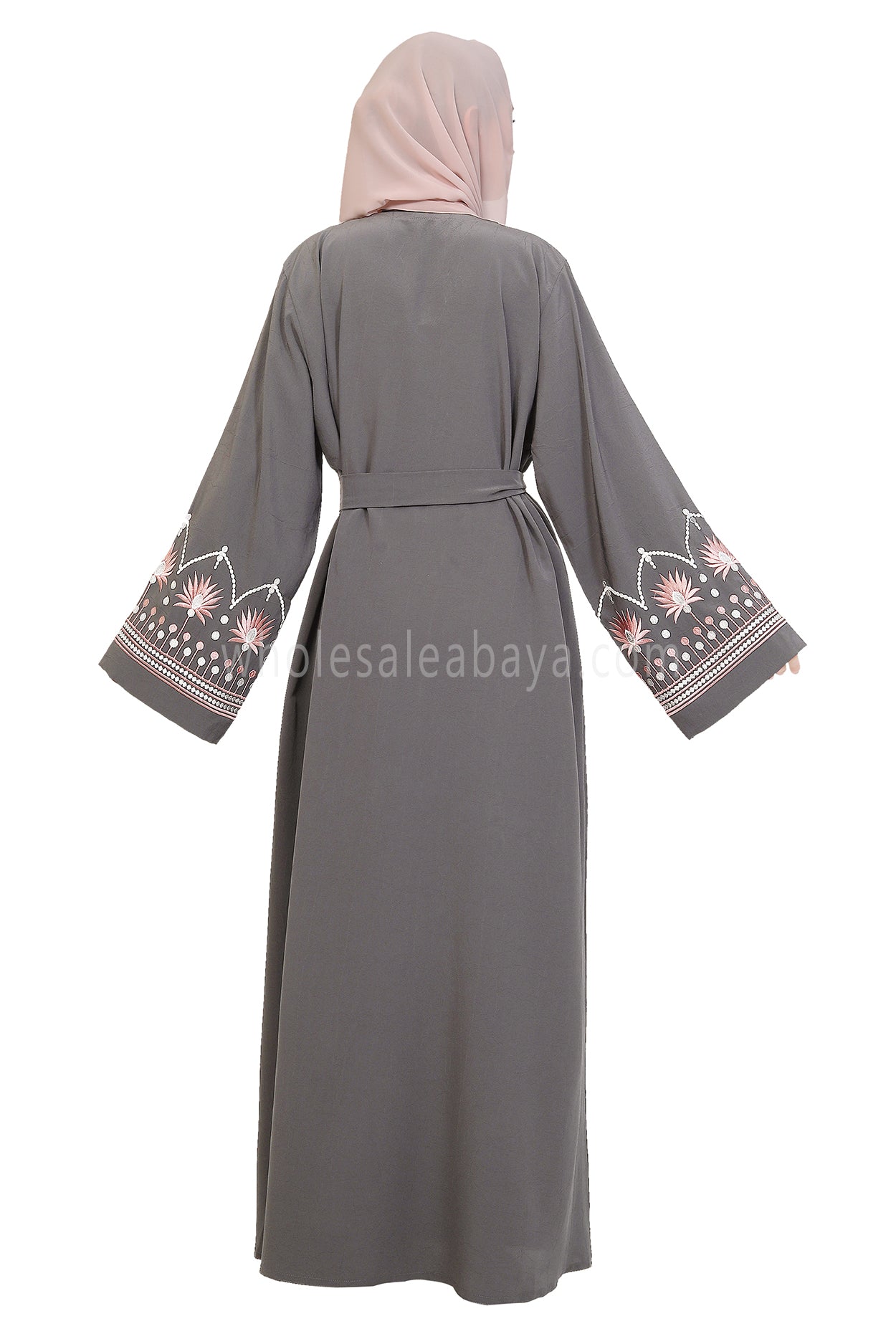 Open Abaya With Embroidered Sleeves 30527