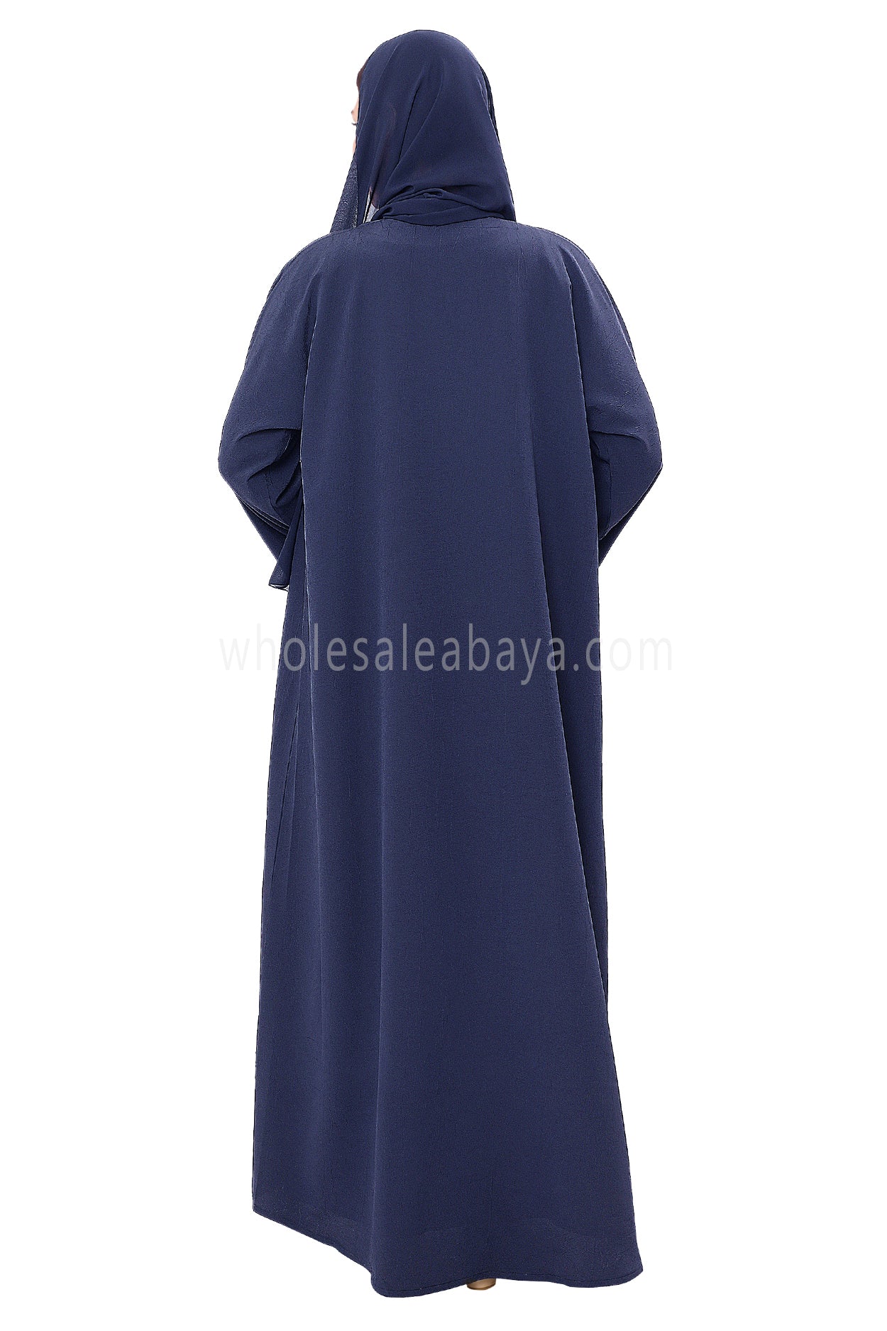 Front Open Abaya with Buttons Closure in Arwa Crush Crepe 30051 Smokey Blue