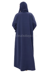 Front Open Abaya with Buttons Closure in Arwa Crush Crepe 30051 Smokey Blue