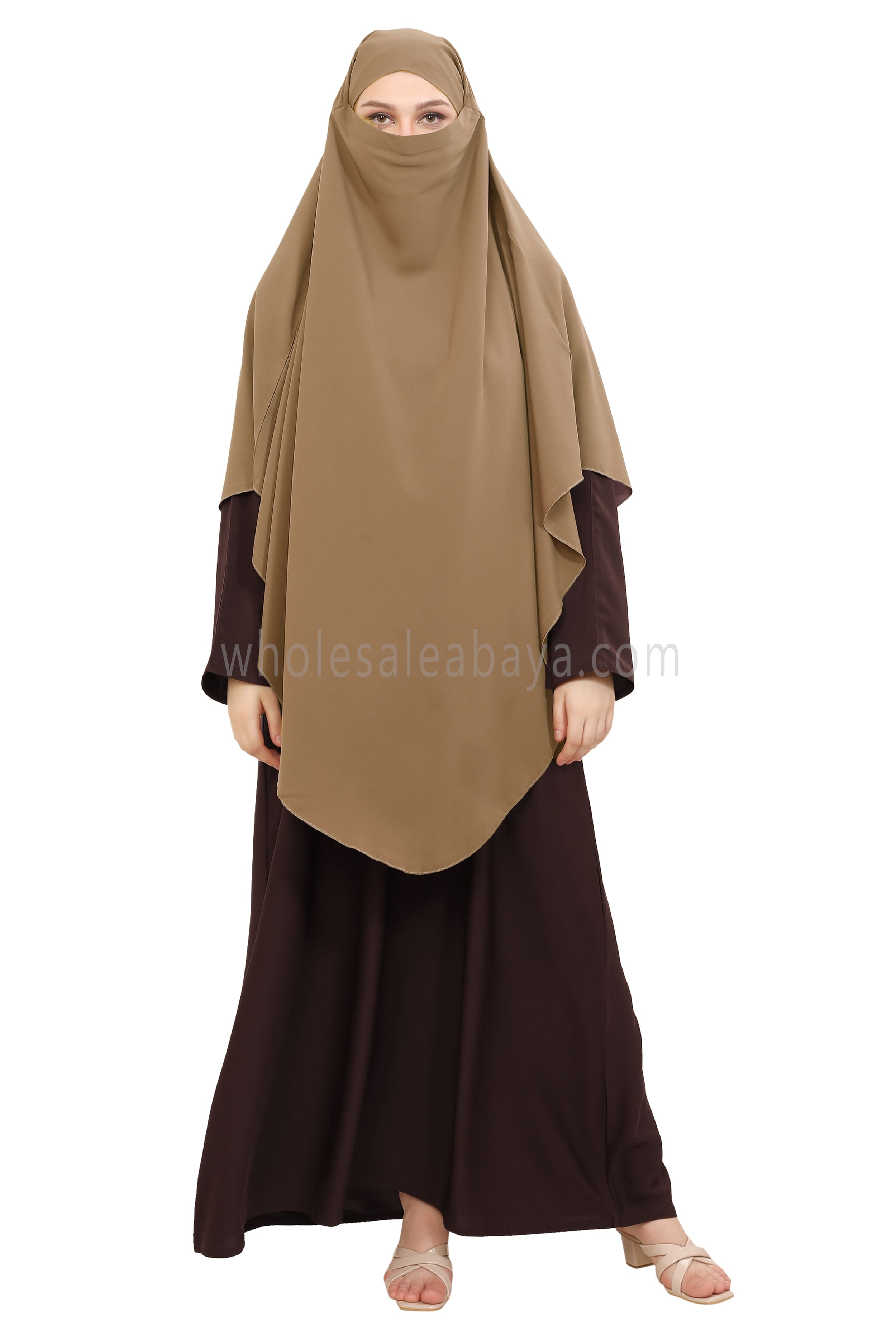 Free Size Premium Khimar Caramel Gold