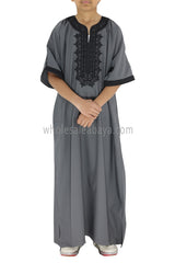 Boy's Moroccan Thoube Charcoal Grey