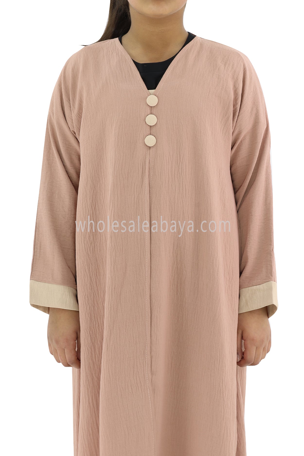 Girls 2 IN 1 Front Open Abaya With attached Inner Slip Dress