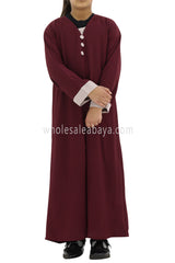 Girls 2 IN 1 Front Open Abaya With attached Inner Slip Maroon