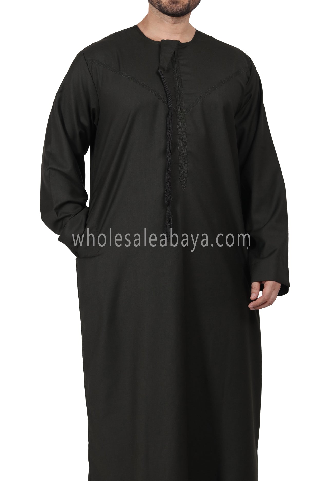 Premium Omani Thoube with Zip and Designer Tassel Black Colour