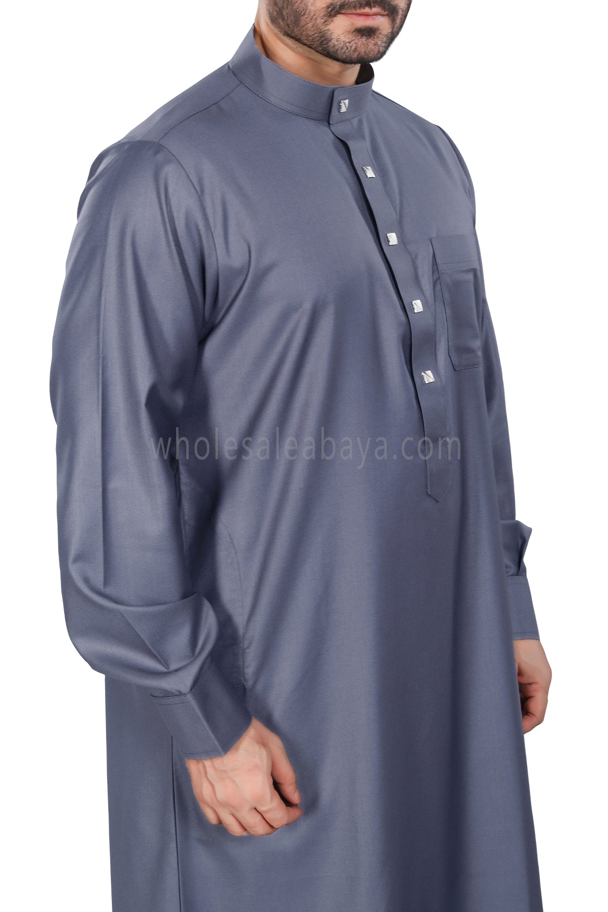Plain Collar Thoube With Designer Buttons Dark Grey