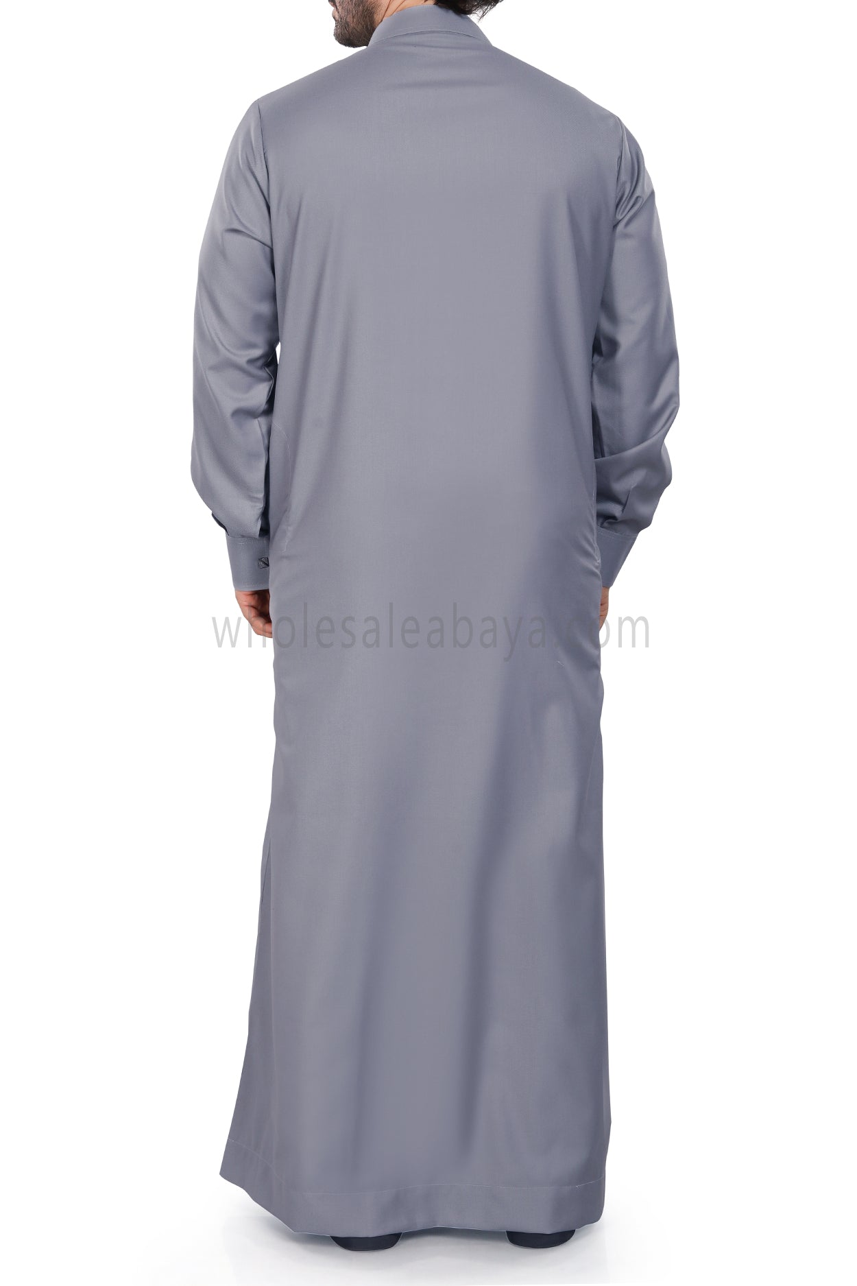 Plain Collar Thoube With Designer Buttons Light Grey