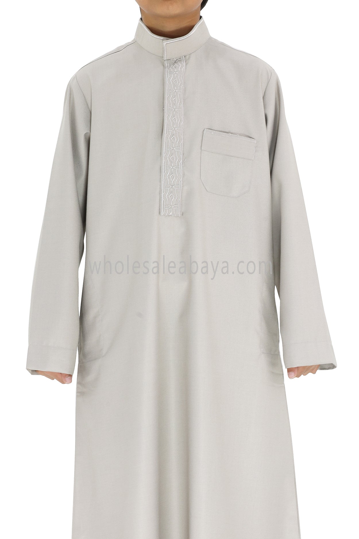 Boy's Elegant Collar Thoube With Embroidery Beige