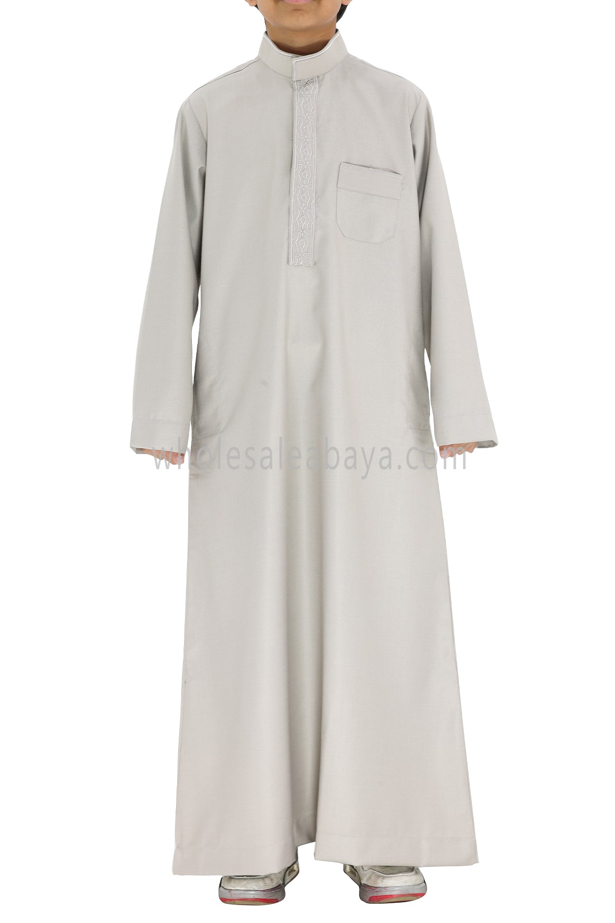 Boy's Elegant Collar Thoube With Embroidery Beige