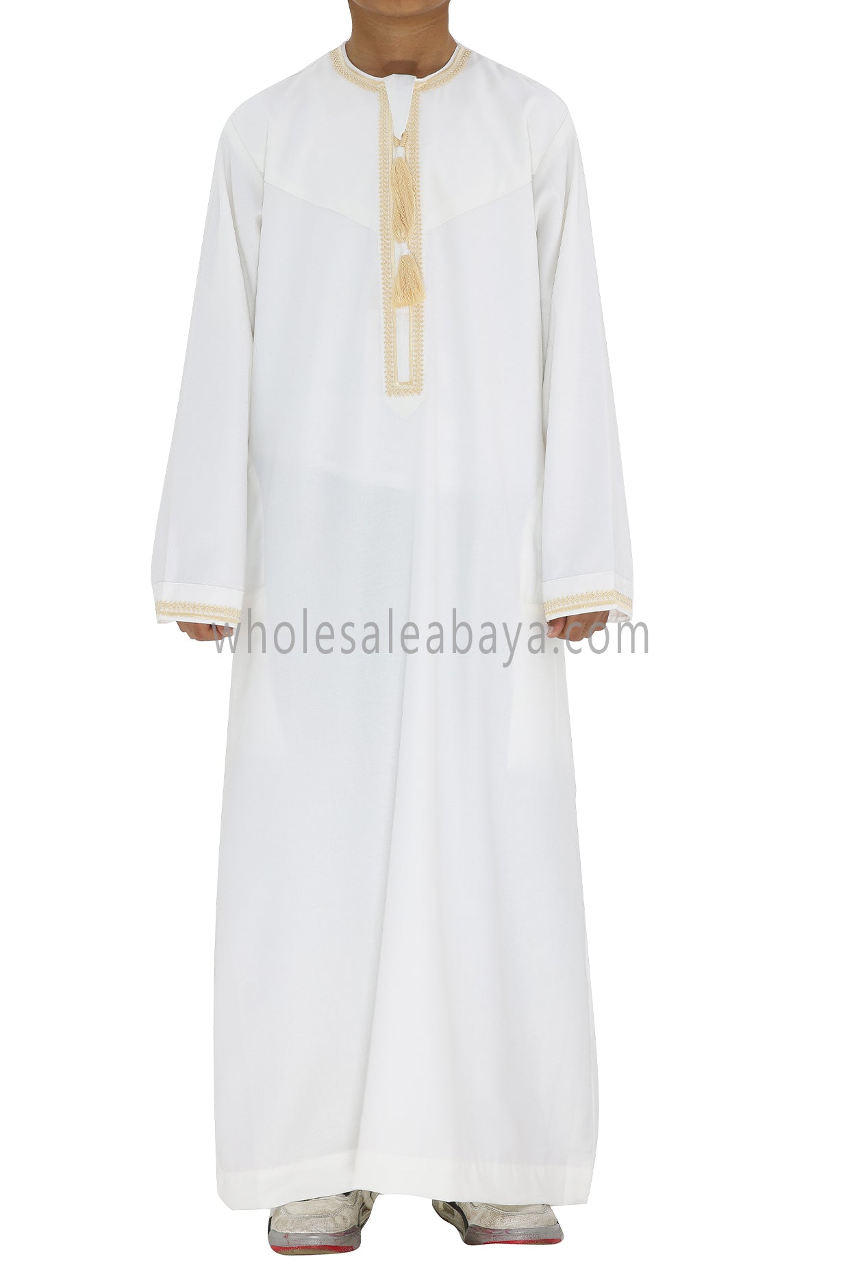 Boy's Premium Embroidered Omani Tassel Thoube White