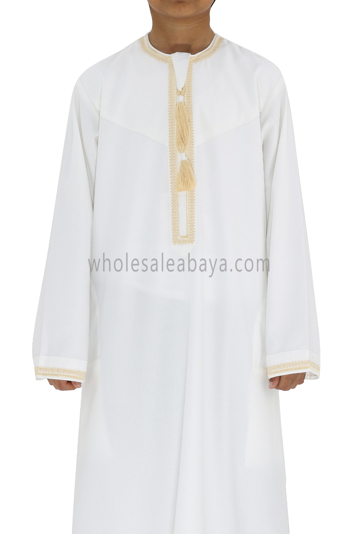 Boy's Premium Embroidered Omani Tassel Thoube White