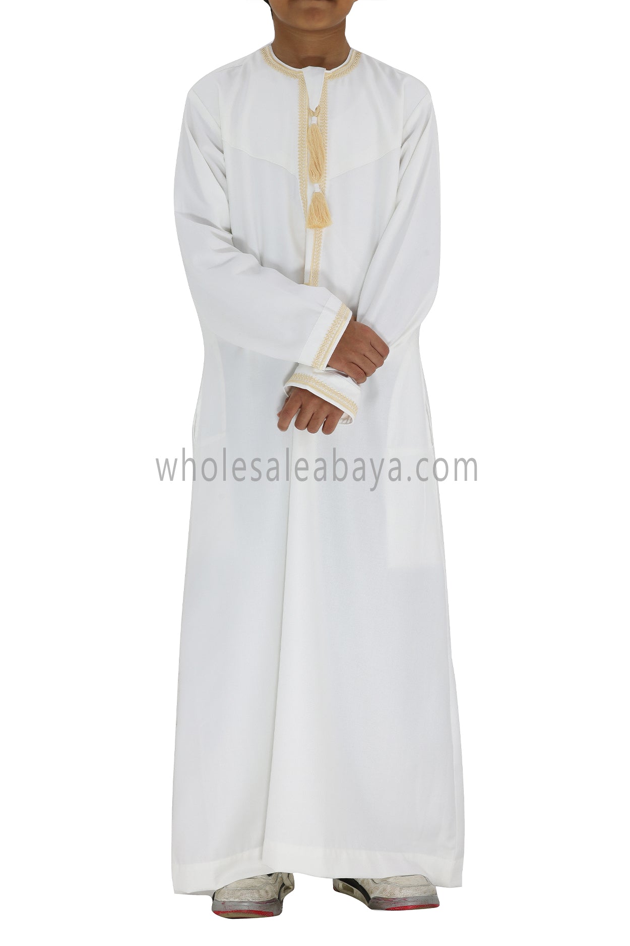 Boy's Premium Embroidered Omani Tassel Thoube White