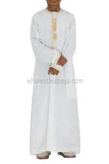 Boy's Premium Embroidered Omani Tassel Thoube White