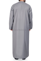 Men's Premium Emirati Thoube  With Buttons & Tassel  Light Grey