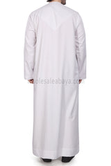 Men's Premium Emirati Thoube  With Buttons & Tassel  White