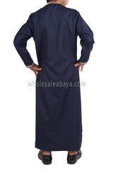 Boy's Omani Thoube With Designer Embroidery and Tassel Blue Grey Gold