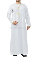 Premium Embroidered Omani Tassel 90060 White and Gold
