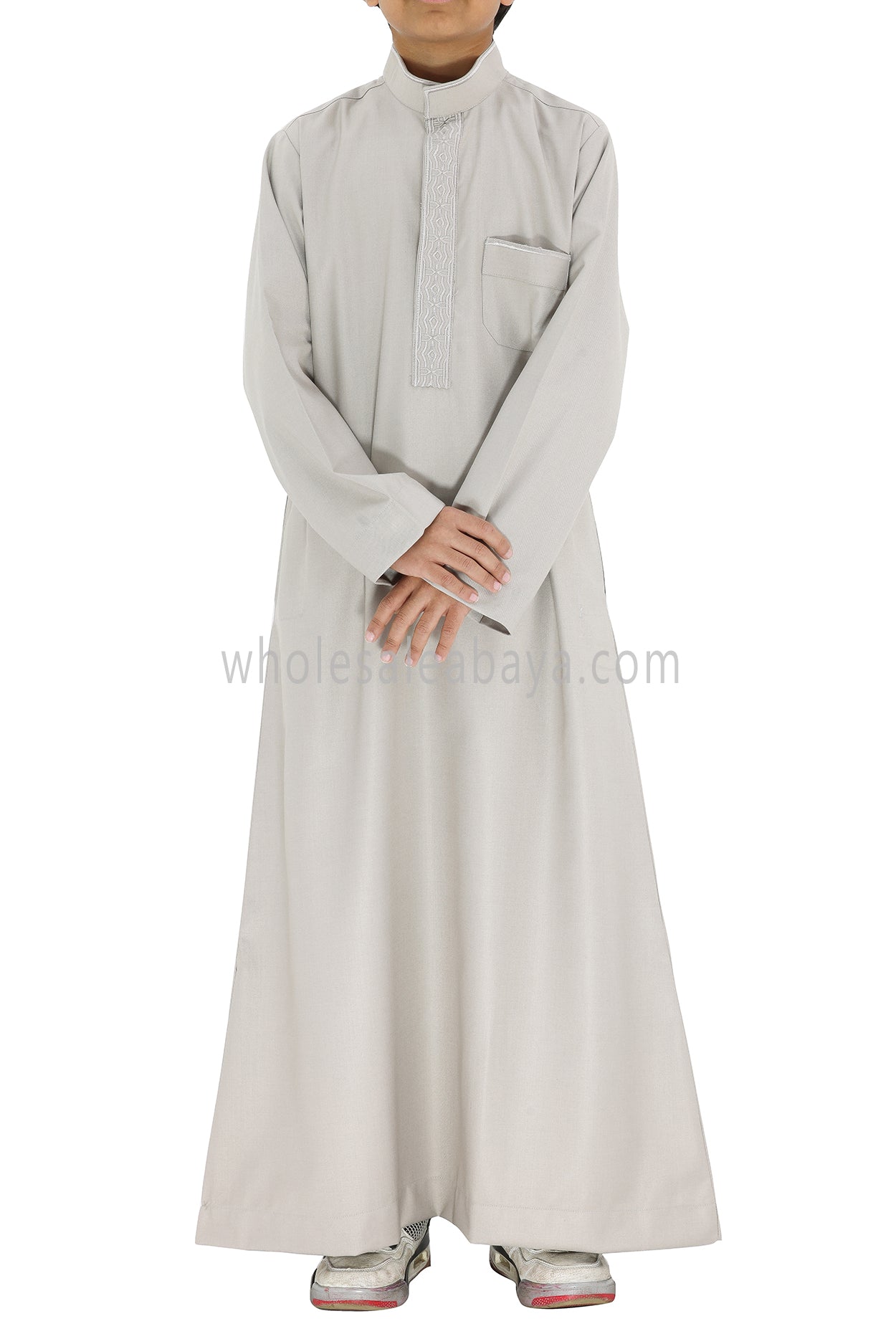 Boy's Elegant Collar Thoube With Embroidery Beige