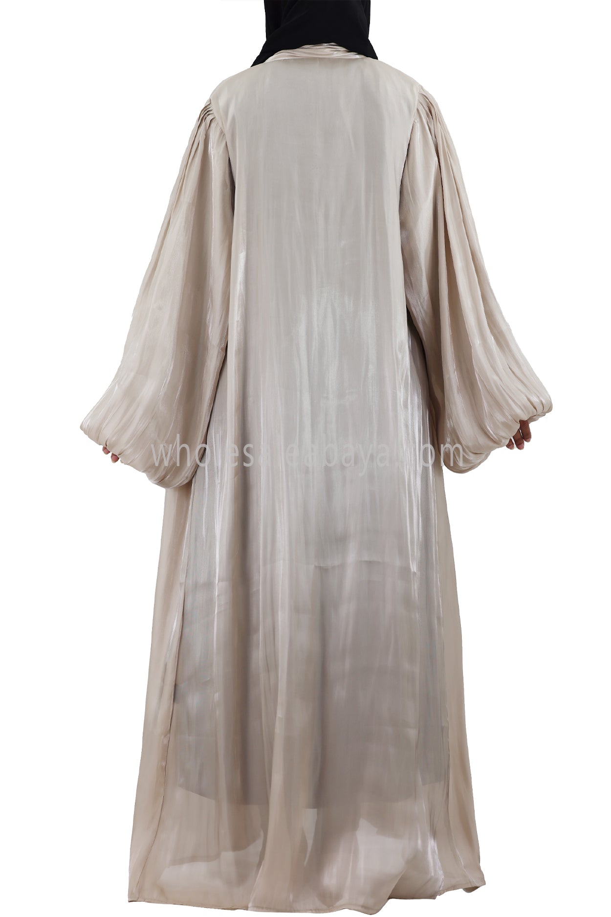 Women's Premium Organza Abaya With Balloon Sleeves Beige