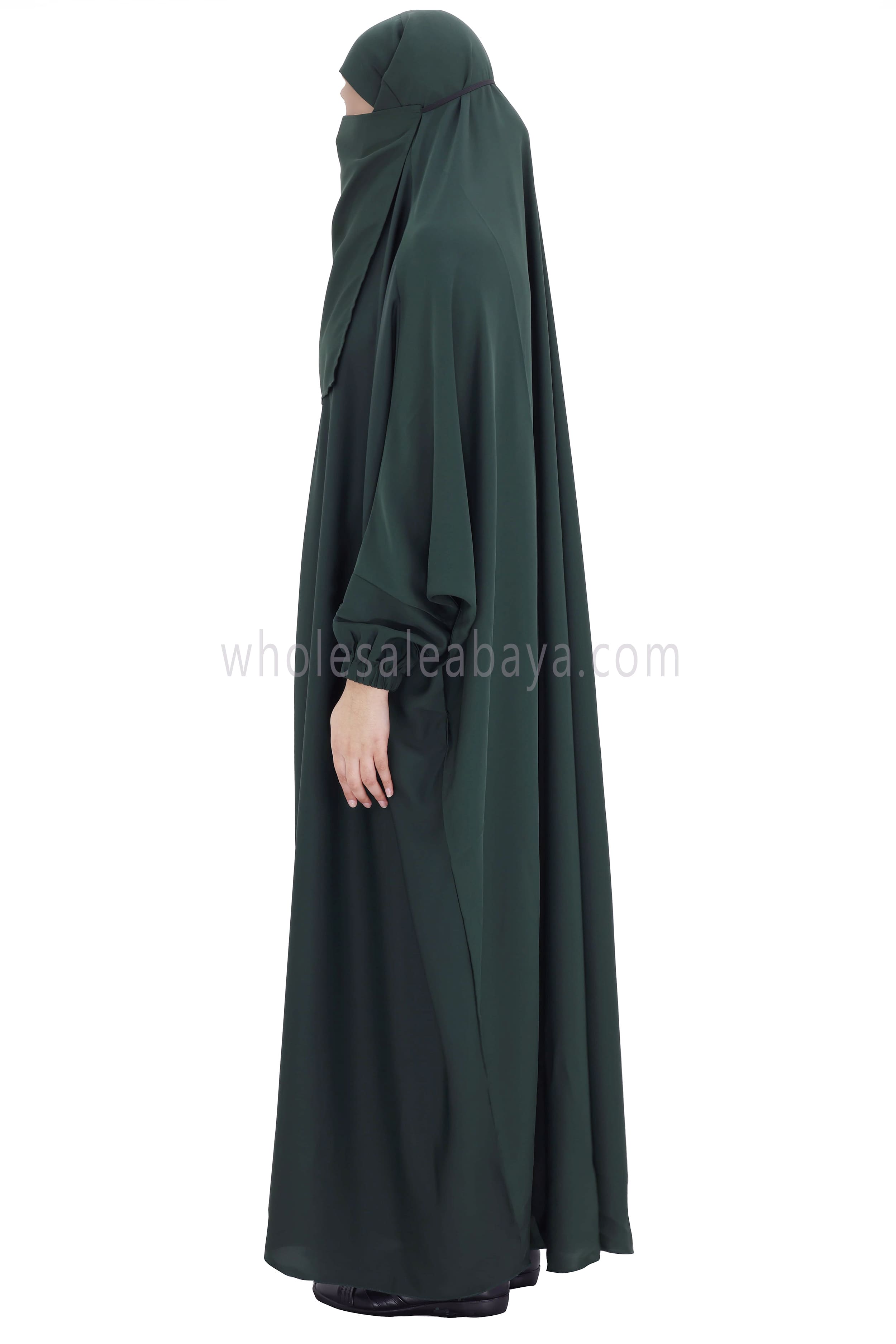 2 piece Jilbab With Naqaab Bottle Green