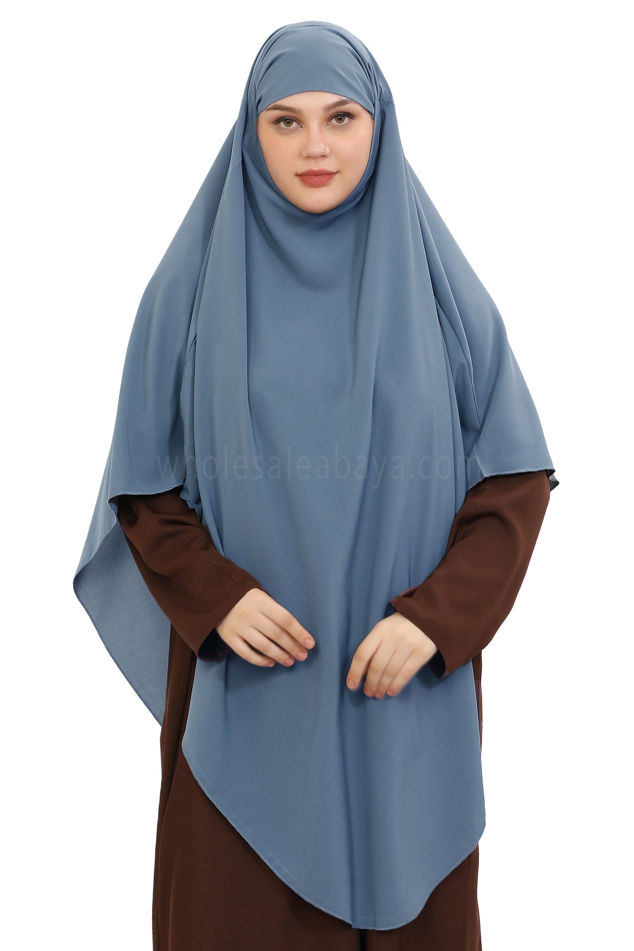 Free Size Premium Khimar Blue Grey