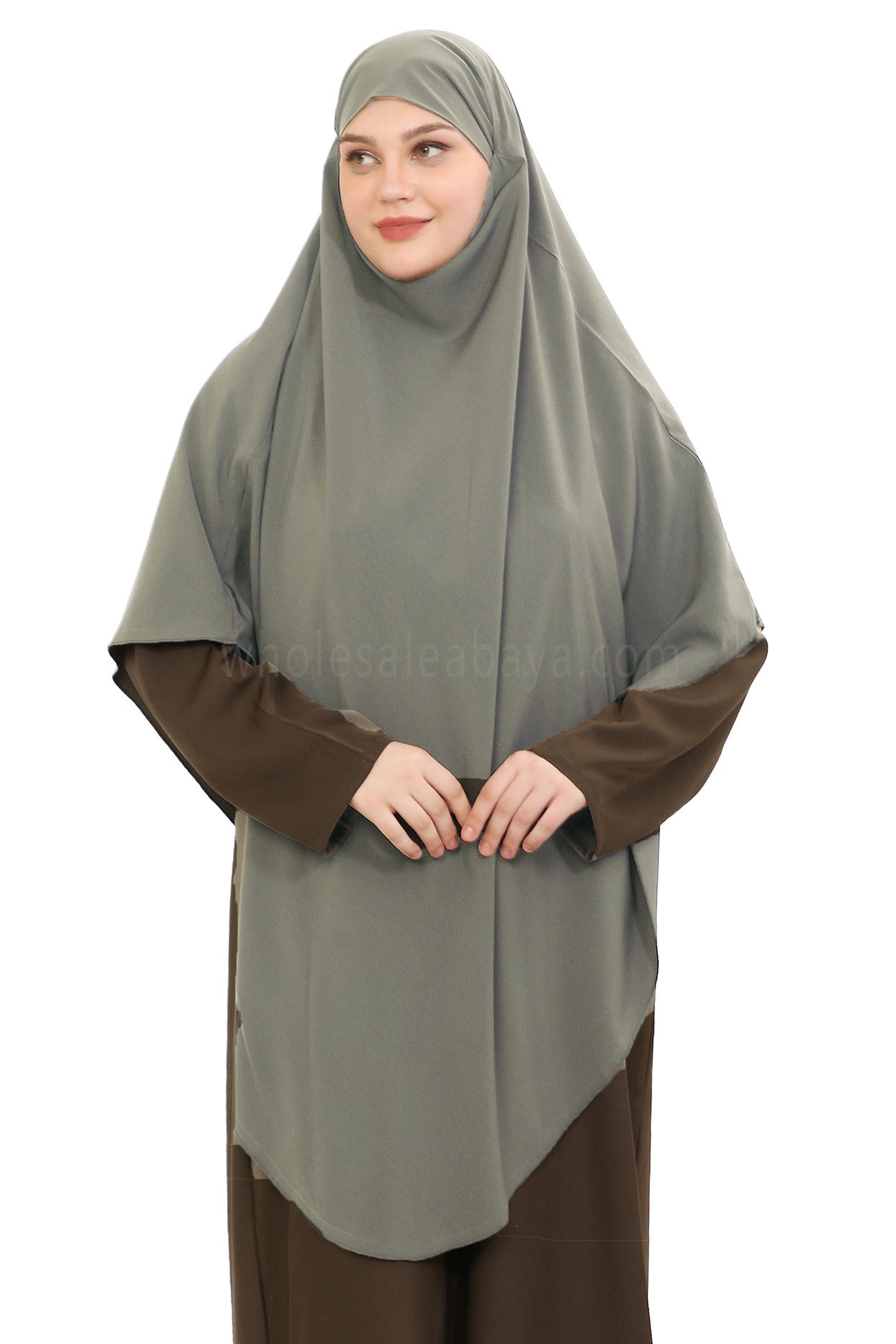 Free Size Premium Khimar Light Olive Grey