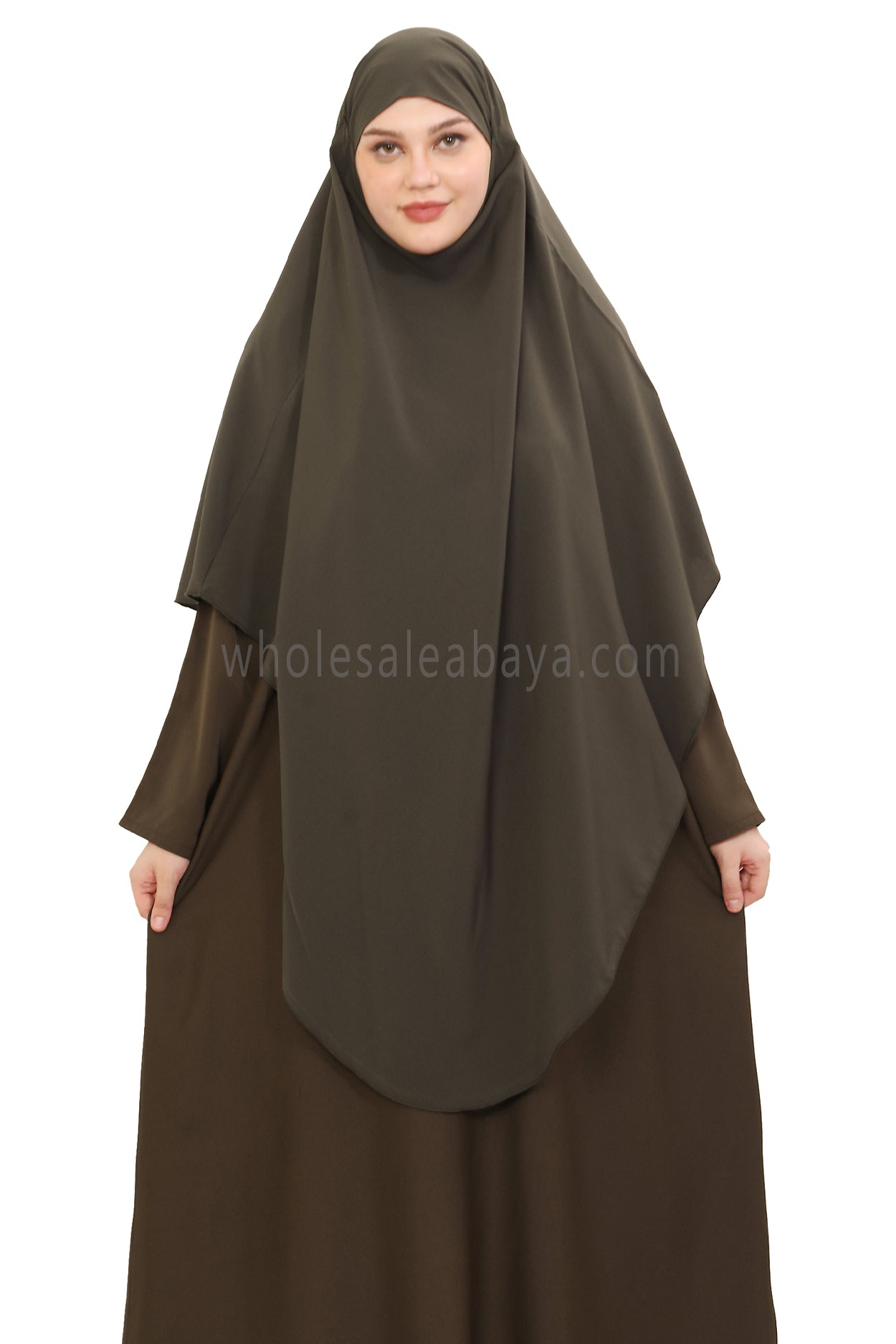 Free Size Premium Khimar Grey Olive 50041