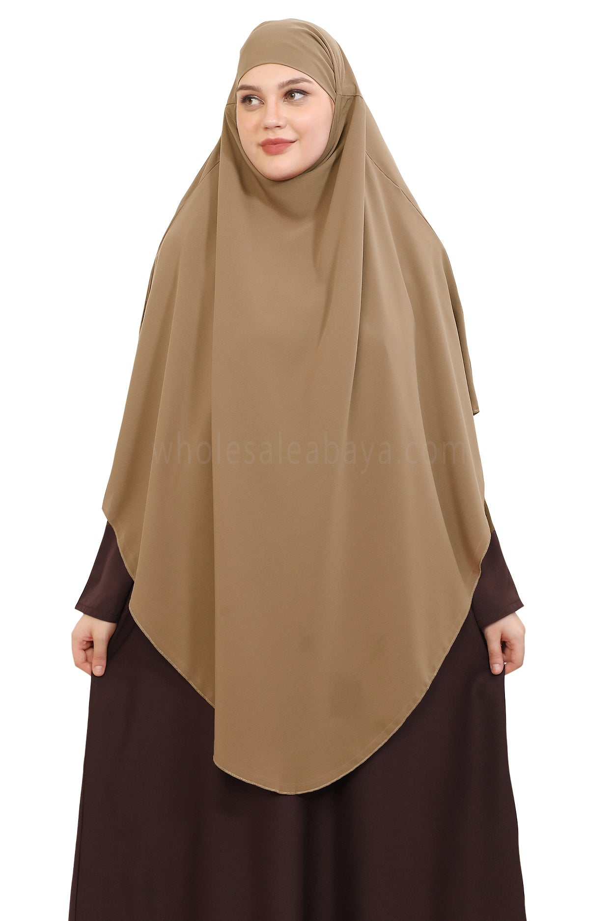 Free Size Premium Khimar Caramel Gold