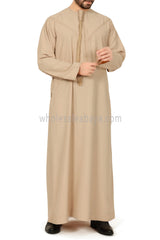 Men's Premium Emirati Thoube  With Buttons & Tassel Golden Sand