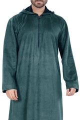 Premium Suede Hooded Thoube 90016 Emerald Green