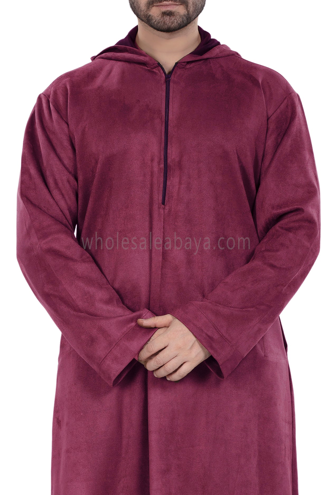 Premium Suede Hooded Thoube 90016 Maroon