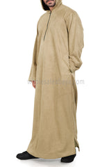 Premium Suede Hooded Thoube 90016 Light Beige