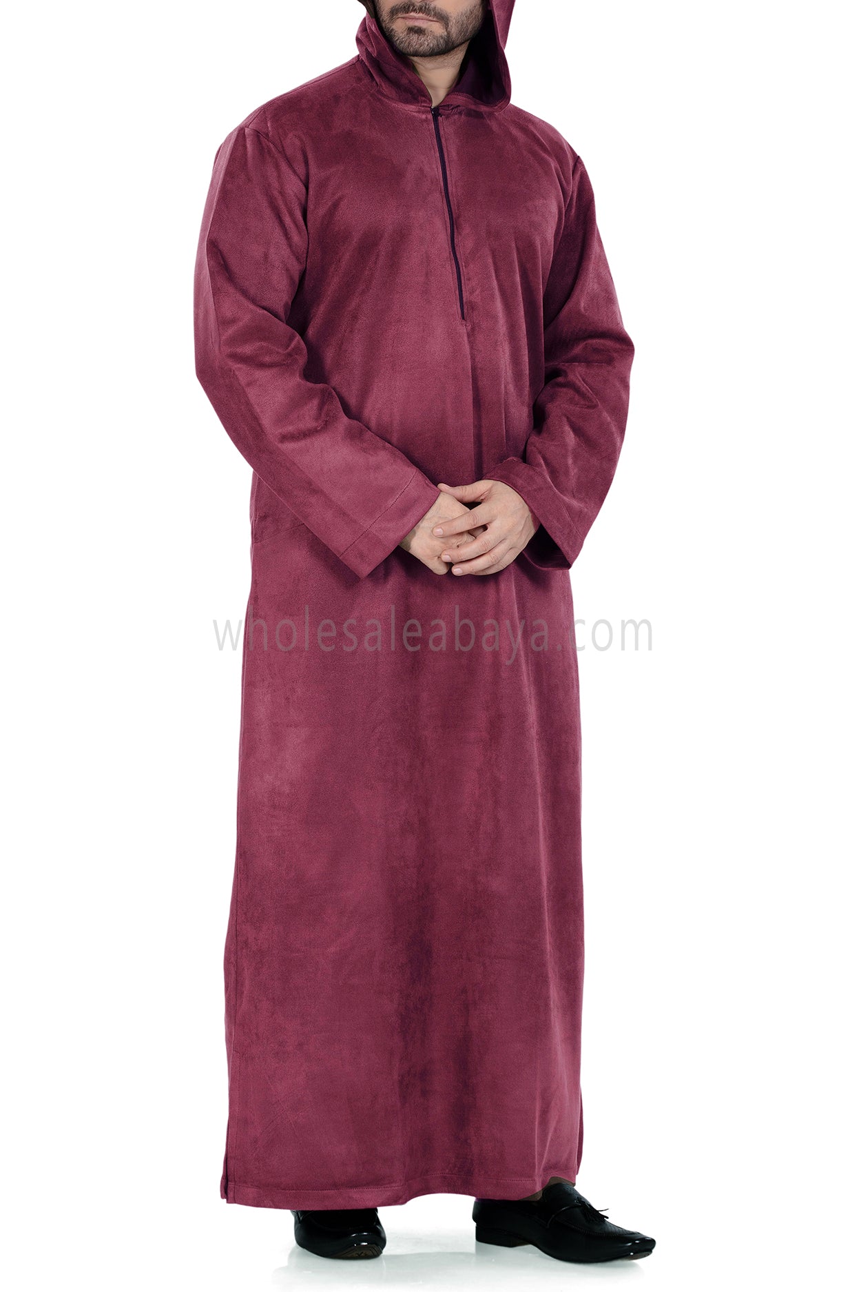 Premium Suede Hooded Thoube 90016 Maroon