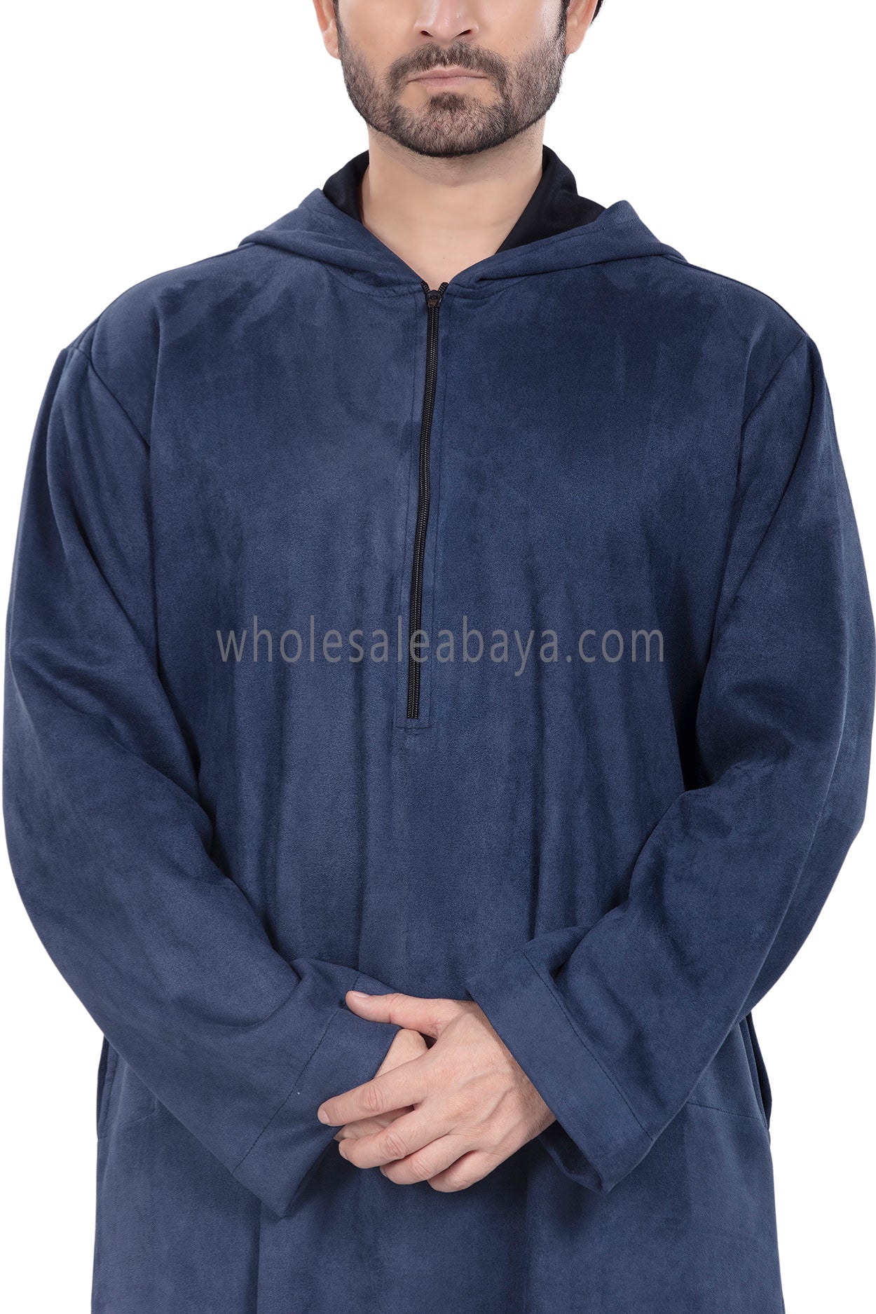 Premium Suede Hooded Thoube 90016 Blue