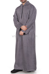 Premium Suede Hooded Thoube 90016 Grey