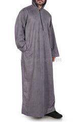 Premium Suede Hooded Thoube 90016 Grey