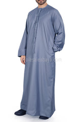 Men's Premium Emirati Thoube  With Zip & Tassel Denim Blue
