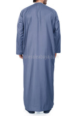 Men's Premium Emirati Thoube  With Zip & Tassel Denim Blue