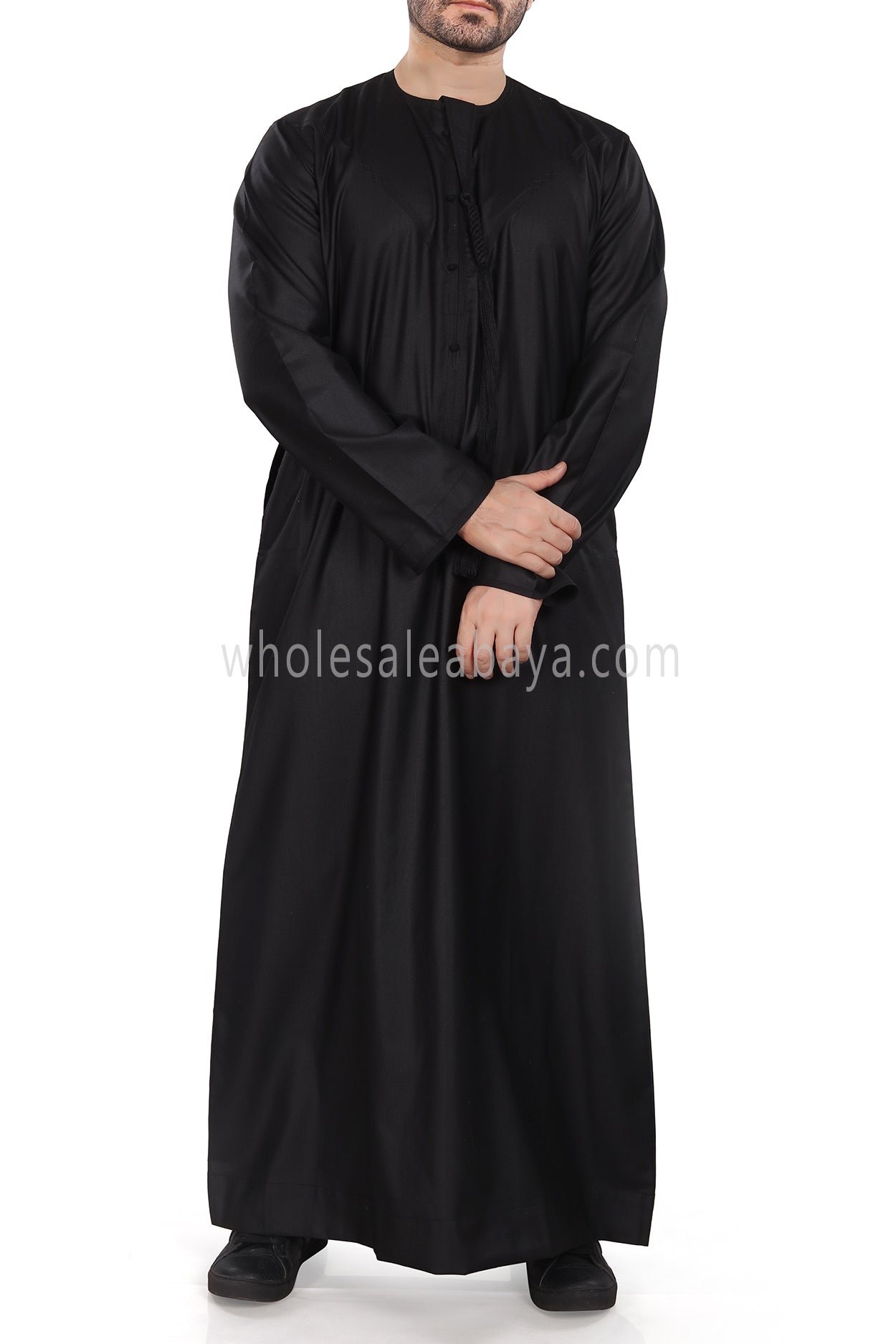 Men's Premium Emirati Thoube  With Zip & Tassel Black