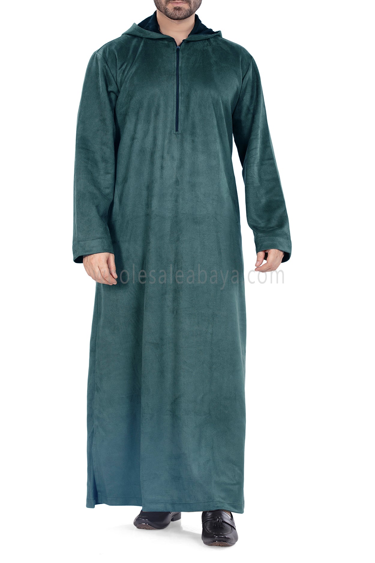 Premium Suede Hooded Thoube 90016 Emerald Green