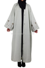 Front Open Abaya With Embroidered Sleeve 30504