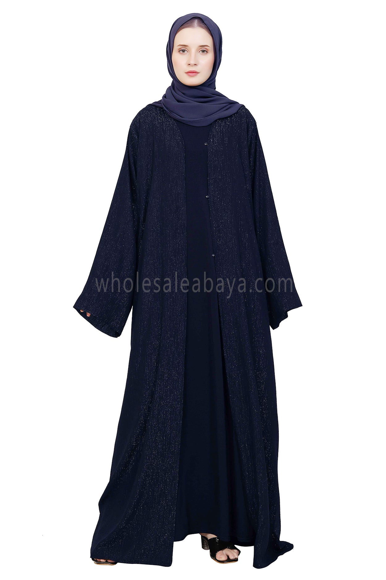 Chiffon Metallic Open Abaya