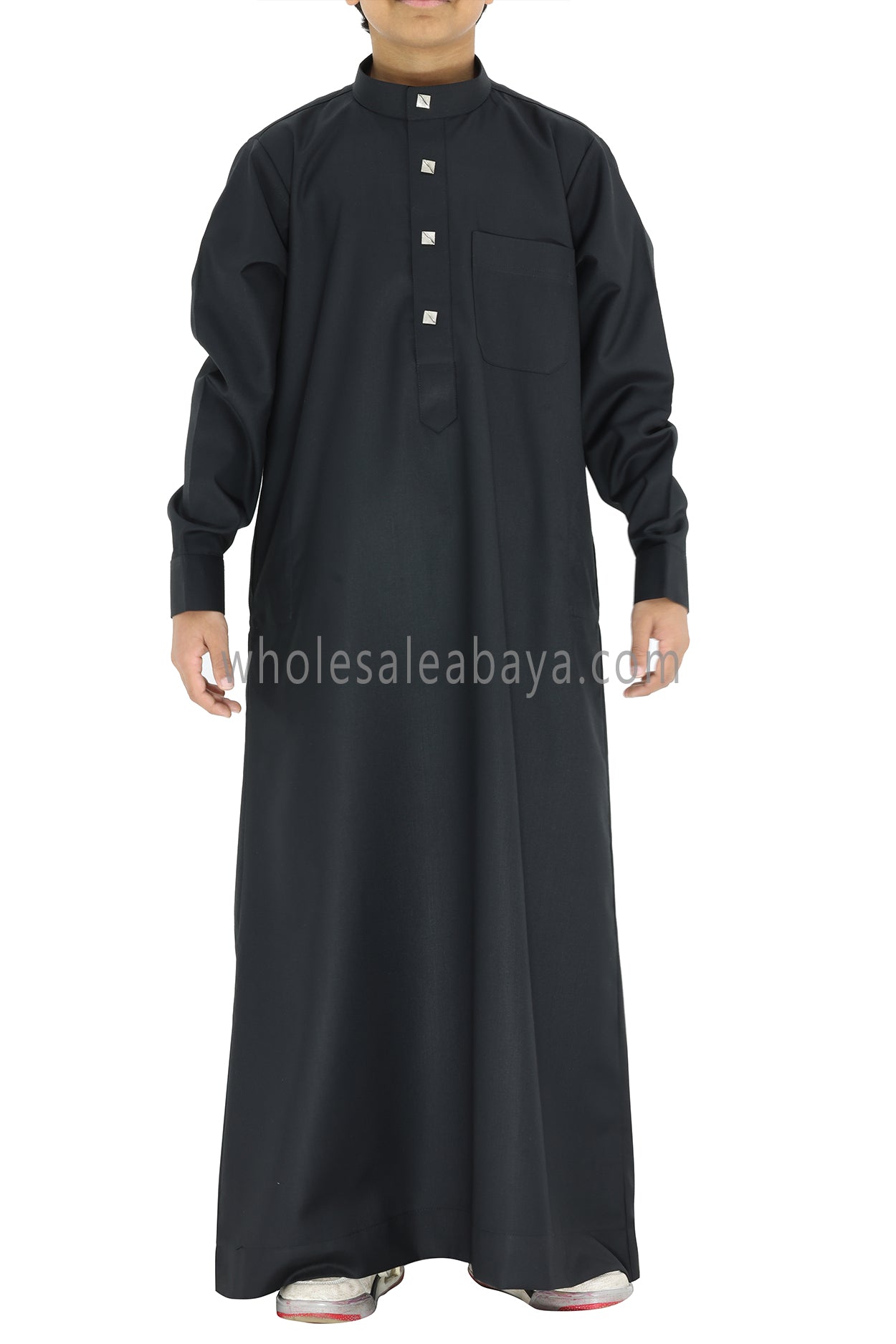 Boy's Designer Buttons Collar Thoube Black