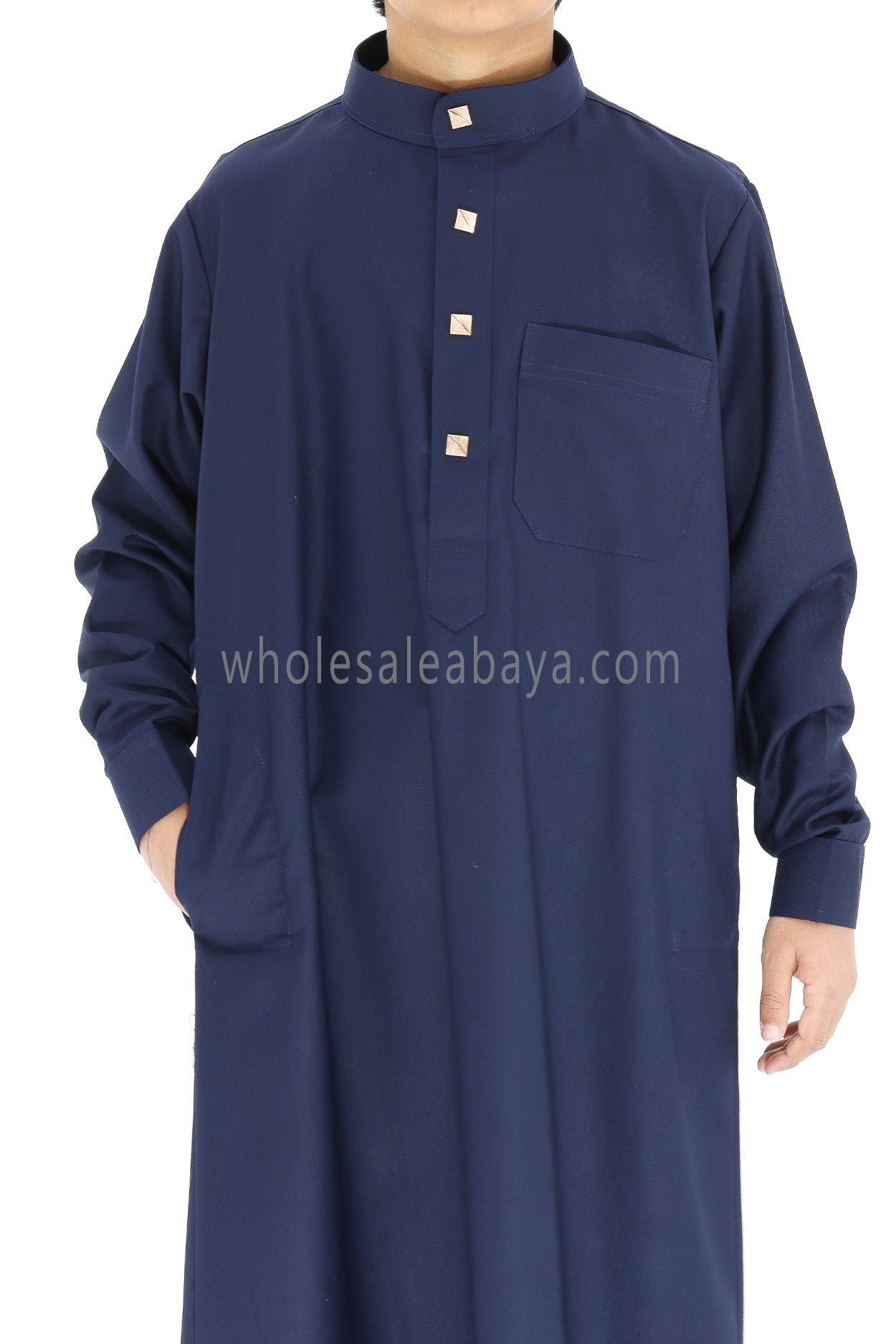 Boy's Designer Buttons Collar Thoube Navy Blue